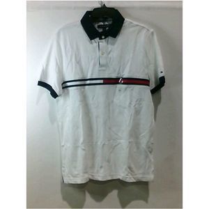 Tommy Hilfiger Mens 78J3232 Short Sleeve Polo Shirt, White, Size Medium